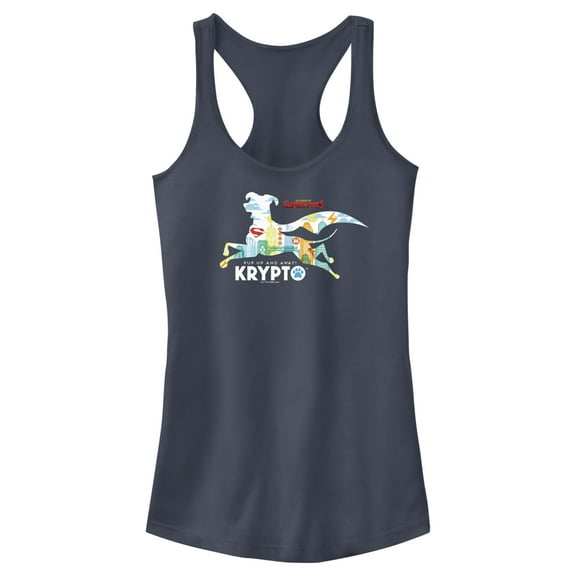 Junior's DC League of Super-Pets Krypto Silhouette  Racerback Tank Top Indigo Large