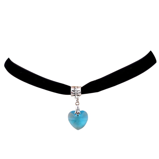 serony Collier Chaîne Pendentif Fille Cristal Mode Fête Collier Clavicule Bijou Réglable Cadeau de Mariage Élégant Sœur Ras du Cou Bleu