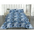 thumbnail image 2 of Ambesonne Peony Quilted Bedspread Set 3 Pcs, Wild Life Floral Boho Pattern, King, Cobalt Blue Pale Blue, 2 of 4