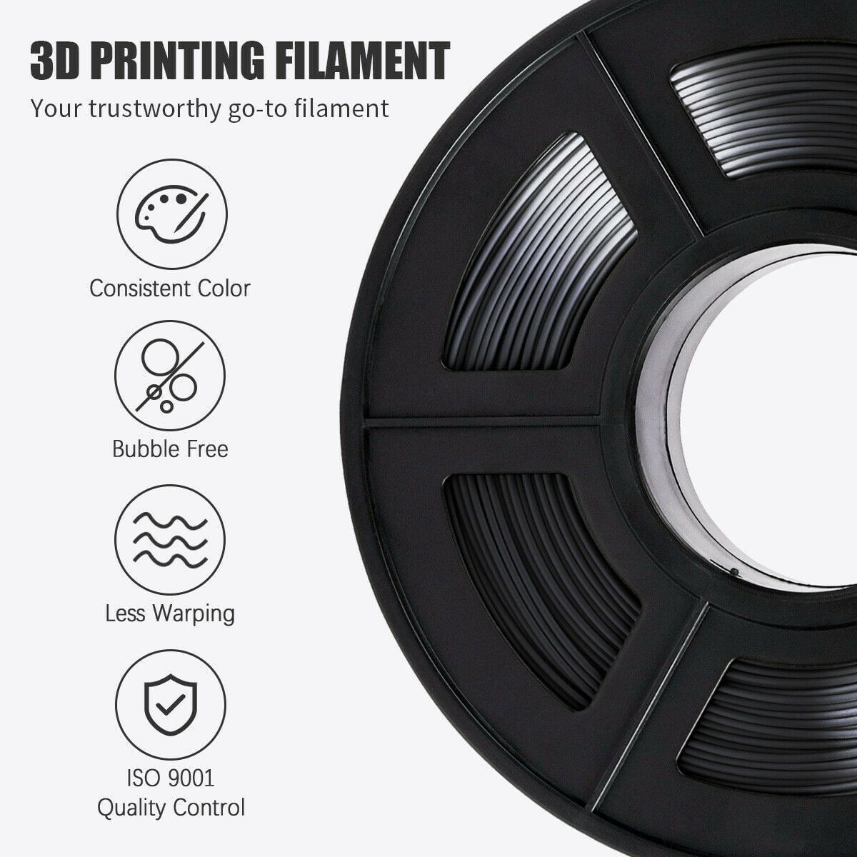 SUNLU Silk PLA+ 3D Printer Filament Bundle,1.75mm,1kg(2.2LBS)/ Spool,2KGs Black+1KG Silver