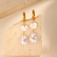 thumbnail image 3 of HIJONES Women's Stainless Steel Irregular Imitation Pearl Pendant Dangle Hoop Drop Earrings, 3 of 5