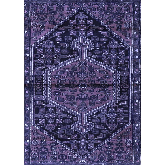 Ahgly Company Machine Washable Indoor Rectangle Medallion Blue Traditional Area Rugs, 7' x 9'