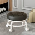 thumbnail image 4 of Low Roller Stool Low Height Rolling Stool Seat PU Leather Small Stool Foot Stool Round Rolling Stools for Home Office Garage Shop, 4 of 7