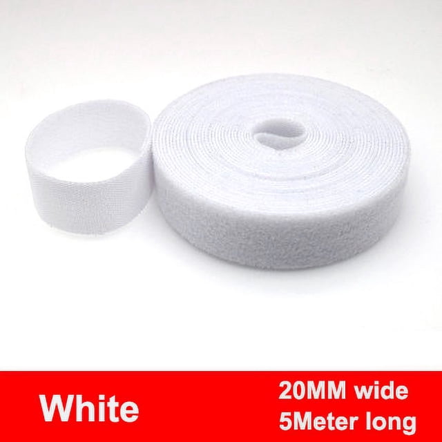 5m/rouleau 15/20mm Sangles Adhésives Ruban de Fixation Réutilisable Organisateur de Fils Crochets Boucles Attaches de Câbles Ruban Magique Accessoires DIY Blanc 20mm 5 Mètres Crochet et Boucle