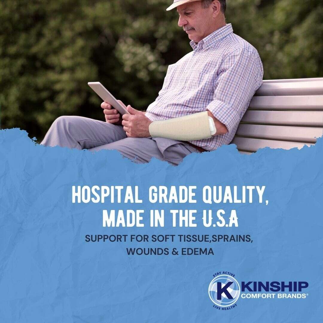 KinGrip Tubular Elastic Support Bandages by Kinship Comfort Brands Tubular Bandage Protects Fragile Skin Latex-Free Wound Care for Edema and Lymphedema Support | Made in USA | Size C 2.75”x10 MTR