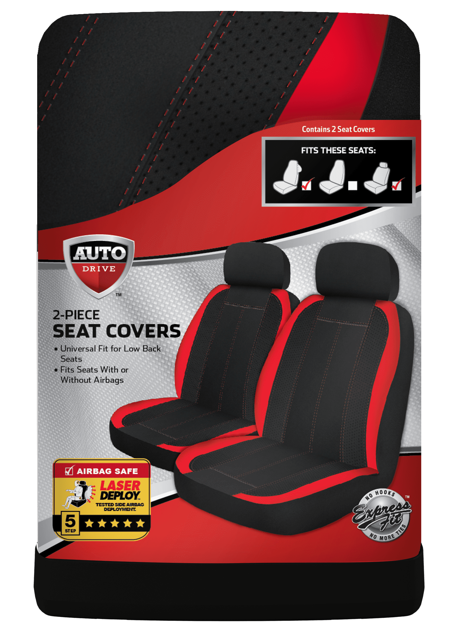 Two-Tone Car Seat Covers w 2 Separate Headrest Covers: Black & White Front Semi-Custom Fit Will Make Fit Any Car/Truck/Van/SUV 21 Colors 