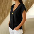 thumbnail image 5 of MEICHEN Women's Cotton Linen T Shirt Short Sleeve Wrap Style V Neck Top Casual Loose Fit Top Womens Summer Essentials Tops, 5 of 8