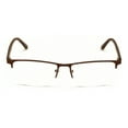 thumbnail image 3 of Men Premium Optical Frame Wide Large Head Reading Glasses Half Rim Metal - Clear Lens Reader DRM01 149MM +3.25, 3 of 5