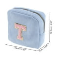 thumbnail image 2 of Unique Bargains 1 Pc Letter t Pattern Makeup Bag for Travel Blue Corduroy, 2 of 6