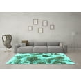 thumbnail image 3 of Ahgly Company Indoor Square Abstract Turquoise Blue Modern Area Rugs, 4' Square, 3 of 4