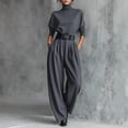 thumbnail image 3 of 2 Pc Shorts Sets Mujeres Outfit Manga Larga Cuello Redondo Superior Y Pantalones Largos, Conjuntos Cortos para las Mujeres Casual Verano Salón Vestir Traje de Deporte, 3 of 5