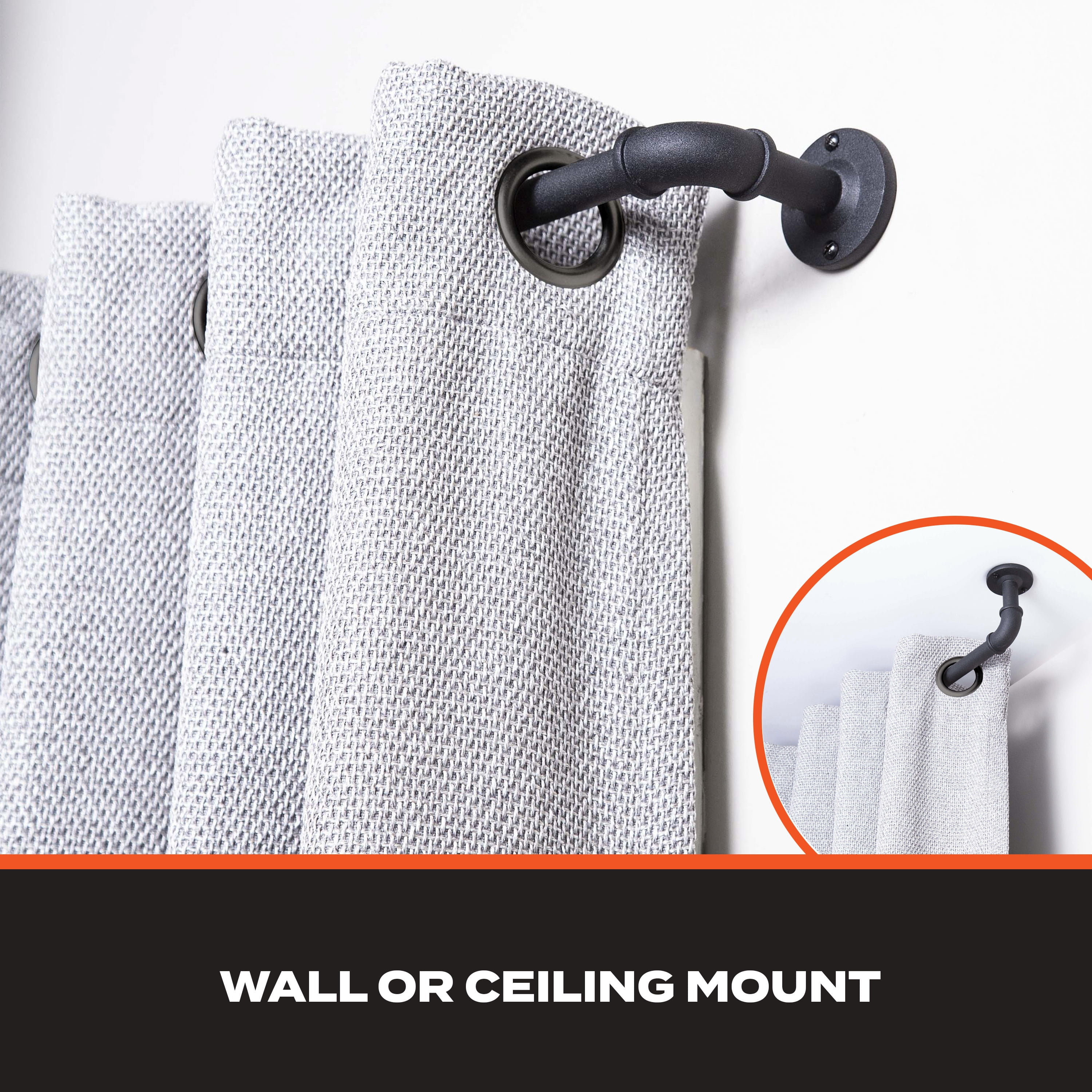 Sun Zero Bronn 3/4" Light Blocking Wrap Around Window Curtain Rod, 66-120", Matte Black