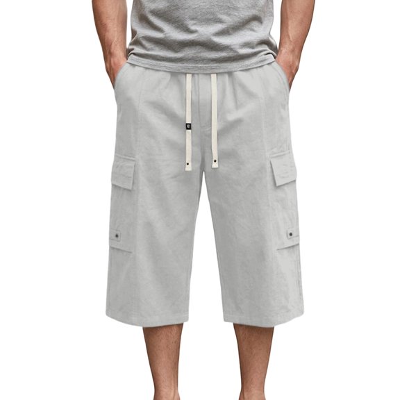 mens shorts Cargo Capri Pants Multi Pocket Loose Casual Shorts Summer Lightweight Breathable,Gray,XXXXXXXXL