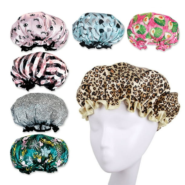 Womens Luxury Shower Cap Waterproof Mold Resistant Reusable Fashion Elastic Band Walmart Com