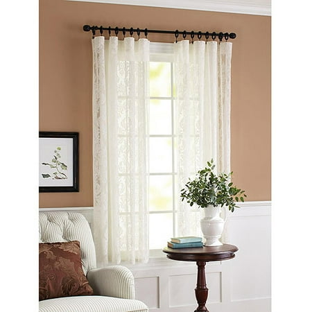 Better Homes and Gardens Lace Damask Curtain Panel, Cream