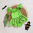 thumbnail image 3 of ZEHJUHAN Baby Newborn Solid Color Halloween Elf Bodysuit Sleeveless Lace Floral Bubble Romper Green，1-3M, 3 of 7