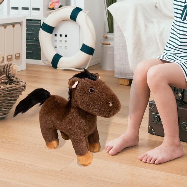 Caballo de peluche de juguete, simulación abrazable, decoración de habitación de niños, almohada, Animal relleno para niños, niñas, adultos, regalo de S café