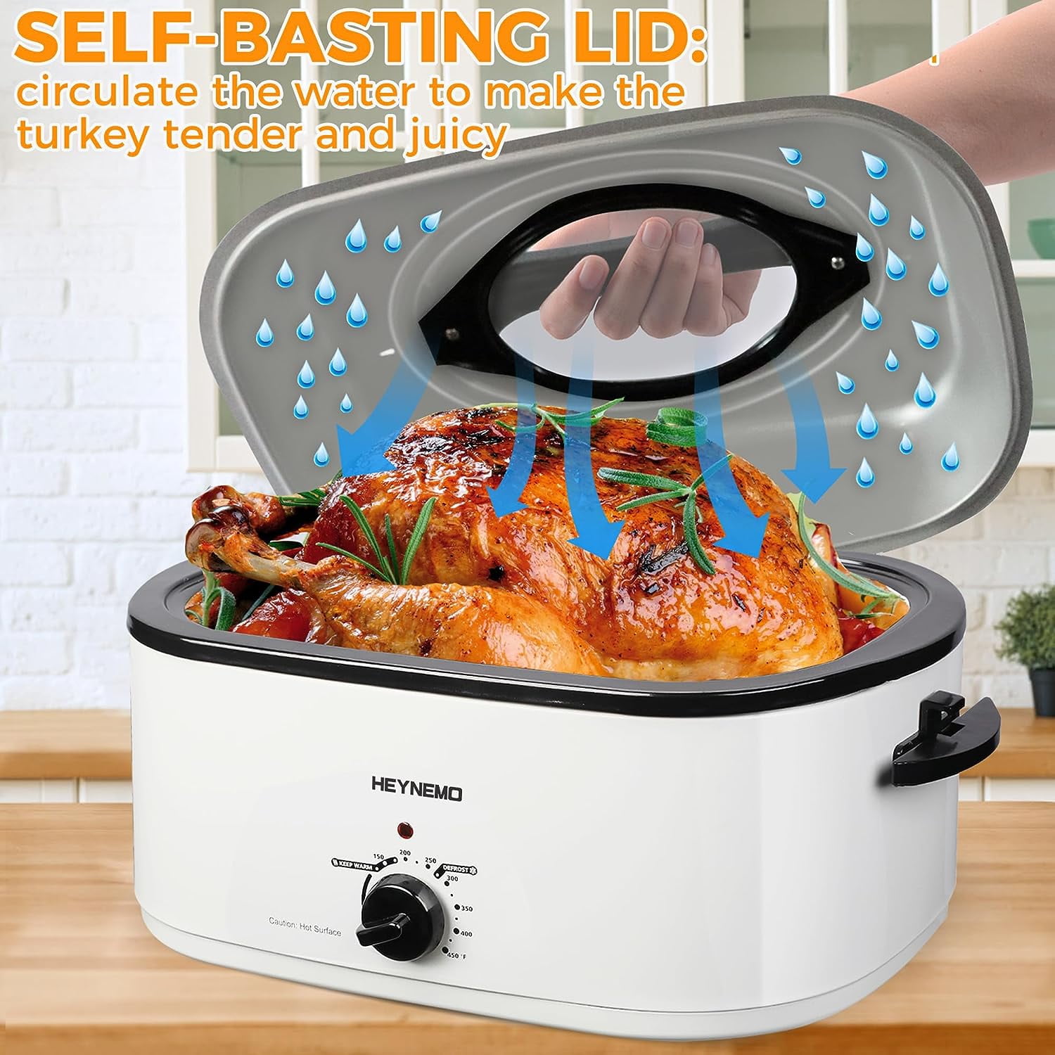 Superjoe 20 Quart Electric Roaster Oven with Self-Basting Lid & Removable  Pan,Stainless Steel,Sliver,1 PCS