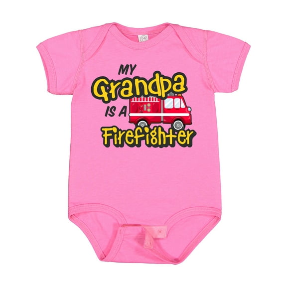 Inktastic My Grandpa is a Firefighter with Fire Truck Boys or Girls Baby Bodysuit