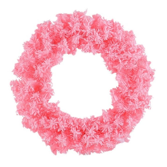 OIUR Faux Spruce Christmas Wreath Unlit Pink/White Artificial Flocked Xmas Wreath for Indoor Outdoor Winter Home Decor