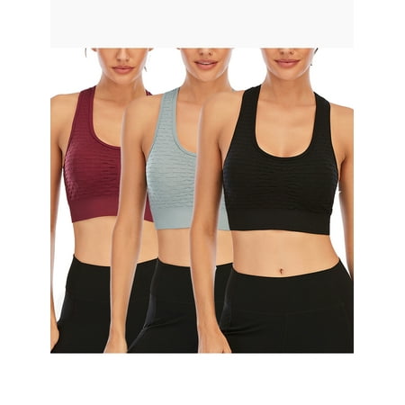 

FUTATA Women s Racerback Sports Bras Padded High Impact Push Up Bras Wireless Workout Running Yoga Bras Crop Tops Comfort Everyday Bras 1/3 Pack