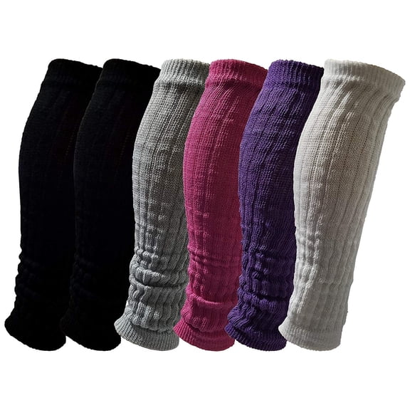 6 Pairs Leg Warmers for Women, Knee High Cable Knit Warm Cotton Winter Sleeve (Assorted)