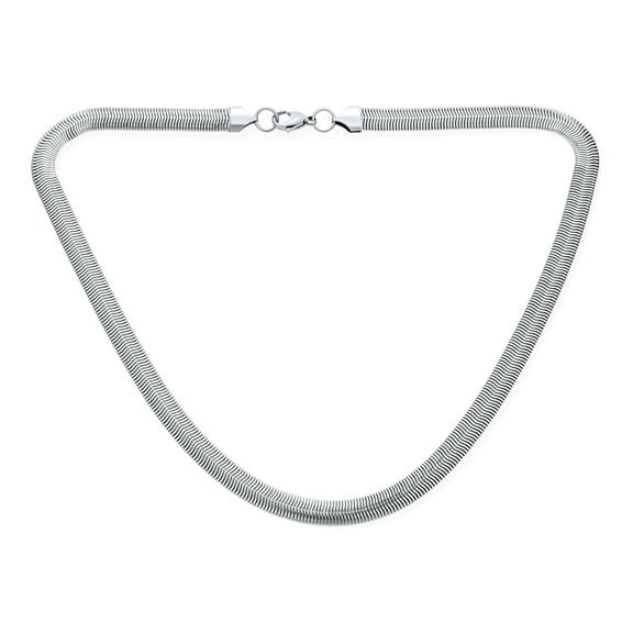 Bling Jewelry Mens Wide Herringbone Flat Snake Flexible Chain Necklace for Men Silver Tone 20 Inch