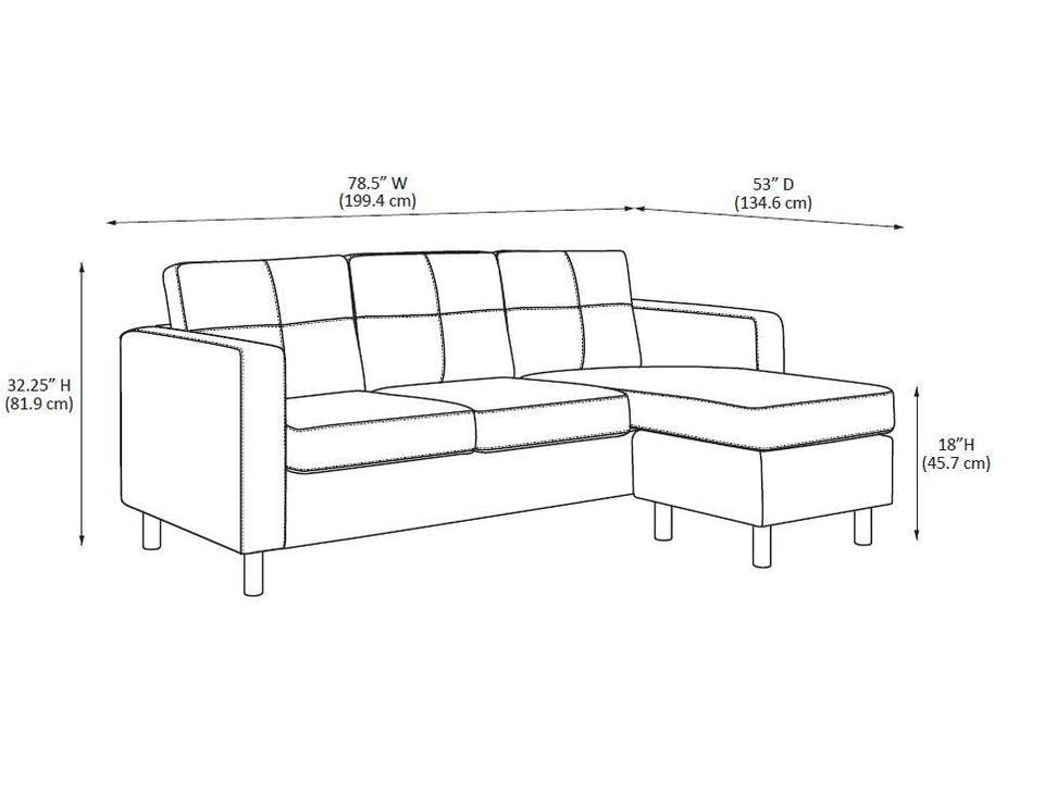 Dorel Living Small Spaces Configurable Sectional Sofa, Black