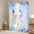 thumbnail image 3 of Homewish Butterfly Monogrammed R Curtains Pack of 2 (42x84 Each), Dreamy Flower Floral Curtains Blackout, Fashion Blue Watercolor Bedroom Curtains, Curtains and Drapes Bedroom Decor, 3 of 6