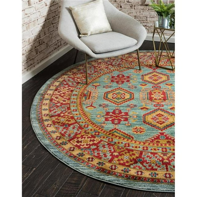Unique Loom 3120461 8 x 8 ft. Alexander Sahand Round Rug, Light Blue