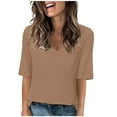 thumbnail image 2 of SROBPTY Womens T-Shirts Solid V Neck Half Sleeve Loose Breathable Summer Tops for Casual Wear, 2 of 5