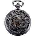 thumbnail image 1 of Reloj de bolsillo mecánico antiguo Yjmei con dragón de la suerte y fénix esfera esquelética con cadena para hombres y mujeres CHAO, 1 of 2