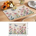 thumbnail image 6 of Pink Flowers Placemats Set of 4 Spring Floral Butterfly Leaves Plants Retro Beige Place Mats Indoor Wipeable Table Mats Washable Dining Table Placemats for Kitchen Holiday Party Home Decor 13x19 Inch, 6 of 9