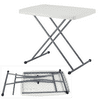 Personal Folding Table | Adjustable Study Portable TV Tray Desk Sewing Laptop Desk w/ HDPE Top Powder Coated Iron Frame, 30" L x 20" W x (21" - 29") H, White