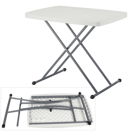 Tray Top Tables Personal Folding Table | Adjustable Study Portable TV Tray Desk Sewing Laptop Desk w/ HDPE Top Powder Coated Iron Frame, 30