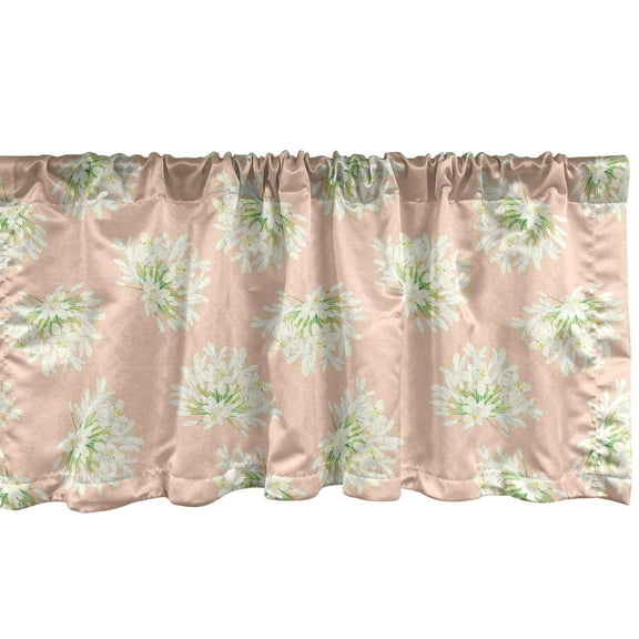 Ambesonne Floral Window Valance, Blooming Agapanthus Flowers, 54" X 12", Peach Lime Green