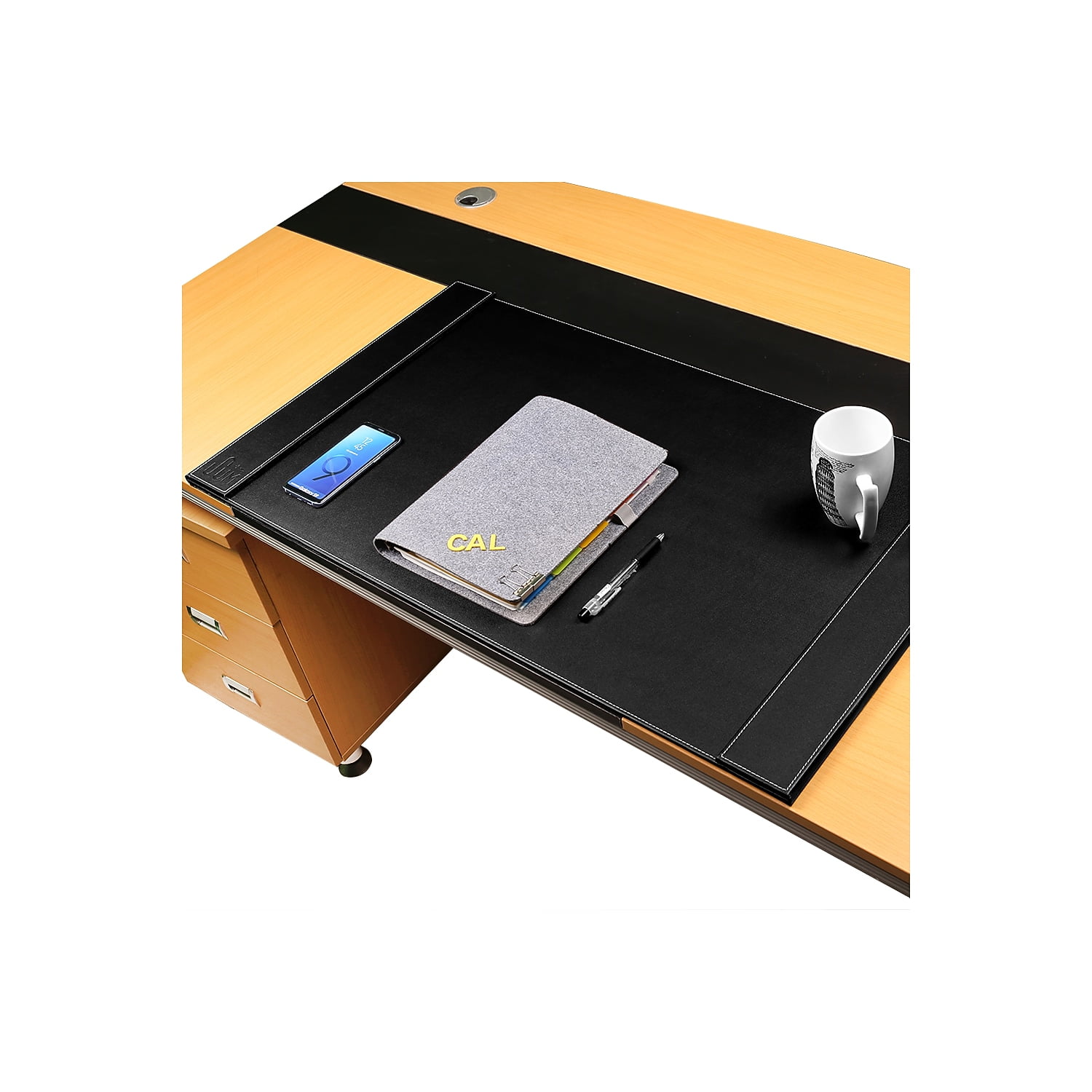 SUM Life Edge Desk Pad With Anti Skid and Side Rails 34" x 20 Black OSKDPD001