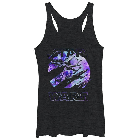Women's Star Wars The Force Awakens X-Wing  Racerback Tank Top Black Heather Large