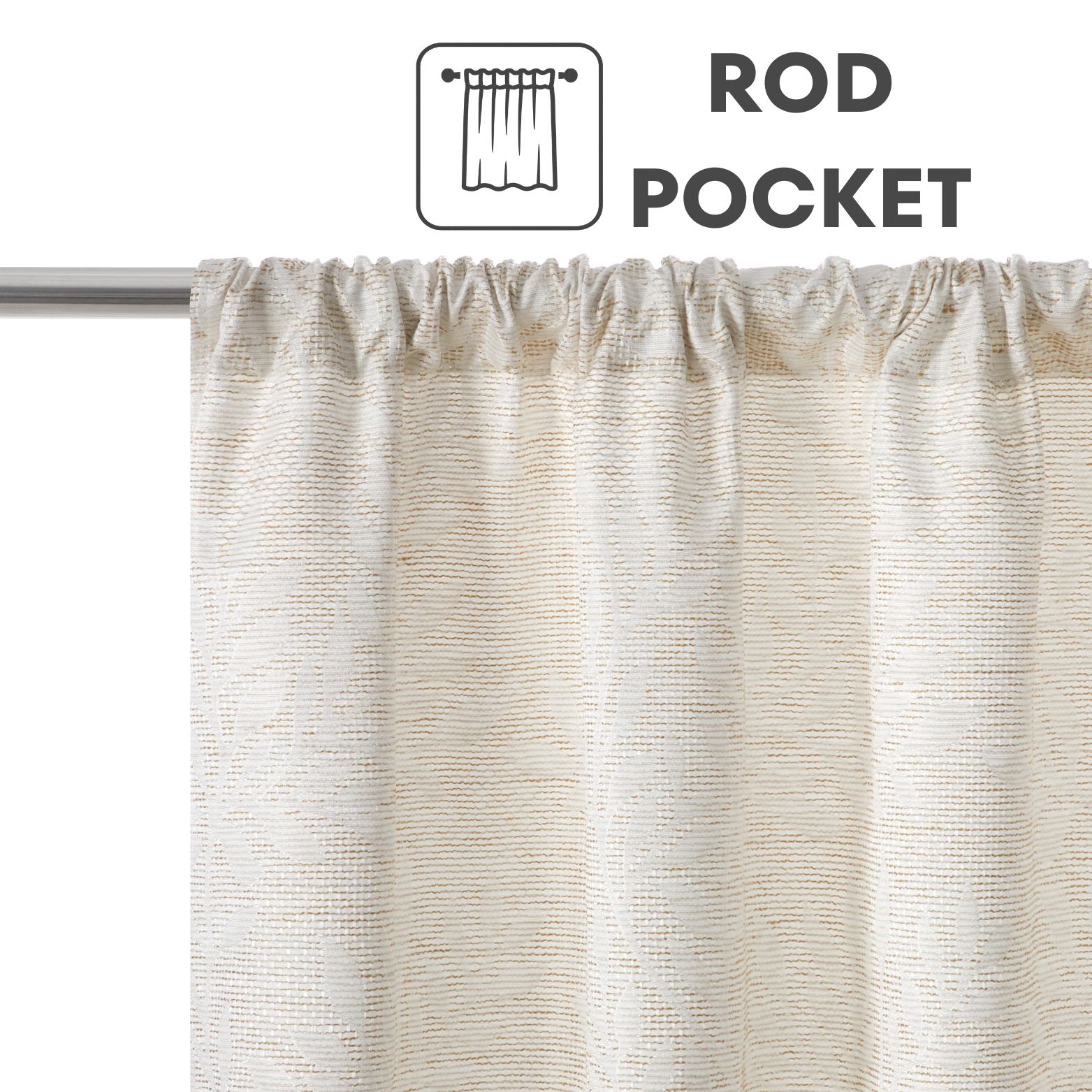 Mainstays Blackout Jacquard Curtain Panel Pair, Set of 2, Beige Botanical, 37 in W x 95 in L