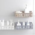 thumbnail image 4 of 2 estantes de almacenamiento para baño, de plástico, sin agujeros ni marcas, para pared, para el baño (gris claro), 4 of 6
