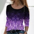 thumbnail image 2 of Odeerbi Shirts for Women Round Neck Printing Recreational Long Sleeve Tops Purple, 2 of 9