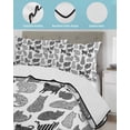 thumbnail image 4 of Quilts Twin Size Bedding Set, Black White Cat Lightweight Quilted Comforter, Modern Striped Geometric Abstract Soft Reversible Bedspread Coverlet with Pillow Covers for All Season, 68" x 86", 4 of 7