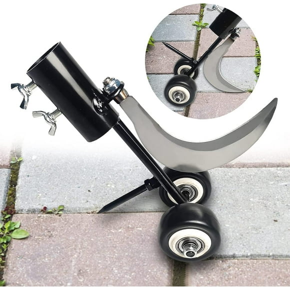 2-in-1 weeding tool with wheels for weeding, weeding tool for garden, weeding without kneeling to clean between flagstones, pavers, patios and lawns