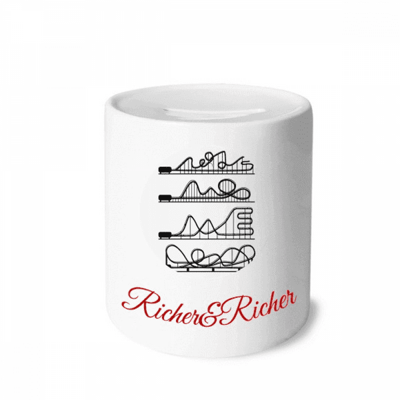 Amusement Park Black Roller Coaster Outline Rich and Rich Bank Saving Box Coin