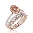 thumbnail image 3 of Gorgeous Minimalist 2.50 Carat Oval Cut Morganite And Diamond Moissanite Engagement Ring, Floral Wedding Ring, Two Matching Band in 925 Sterling Silver With 18k Rose Gold Plating, Gift For Her, 3 of 3
