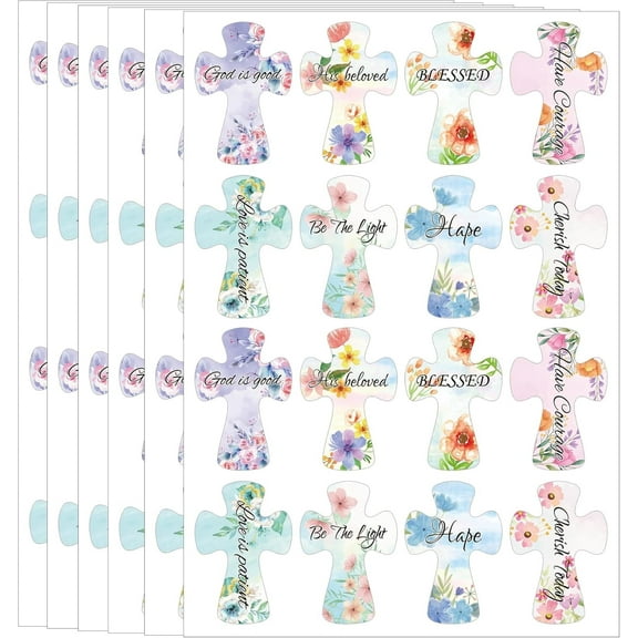 160 Pcs Flower Christian Cross Stickers Religious Christian Bible Verses Labels Jesus Inspirational Motivational Faith Envelop Seal