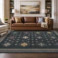 thumbnail image 3 of TURCURNO Washable 5x7 Area Rugs for Living Room,Traditional Geometric Star Medallions Rug,Distressed Low Pile Non-Slip Carpets for Bedroom Dining Room,Black, 3 of 10