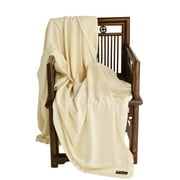 Cashmere Boutique: 100% Pure Cashmere Queen Blanket in 4 Ply (Color: Off White, Size: 90" x 90")