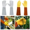 thumbnail image 3 of M/L/Xl Cowhide Gardening Flower Pruning Long Sleeved Protective Gloves White Xl, 3 of 6