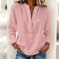 thumbnail image 2 of purcolt Women's Cotton and Linen Shirts Half Button Long Sleeve Mock Neck Shirts Casual Beach Vocation Loose Fit Blouses, 2 of 5